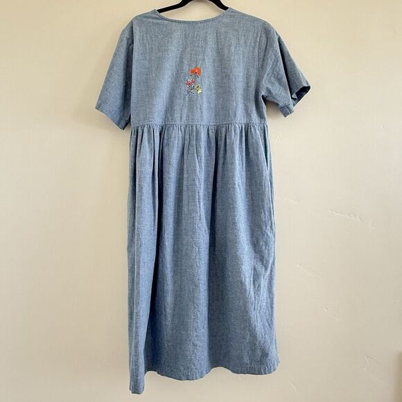 Bechamel Dress Womens S Blue Denim Floral Embroidered Western country cowgirl. - Picture 9 of 12